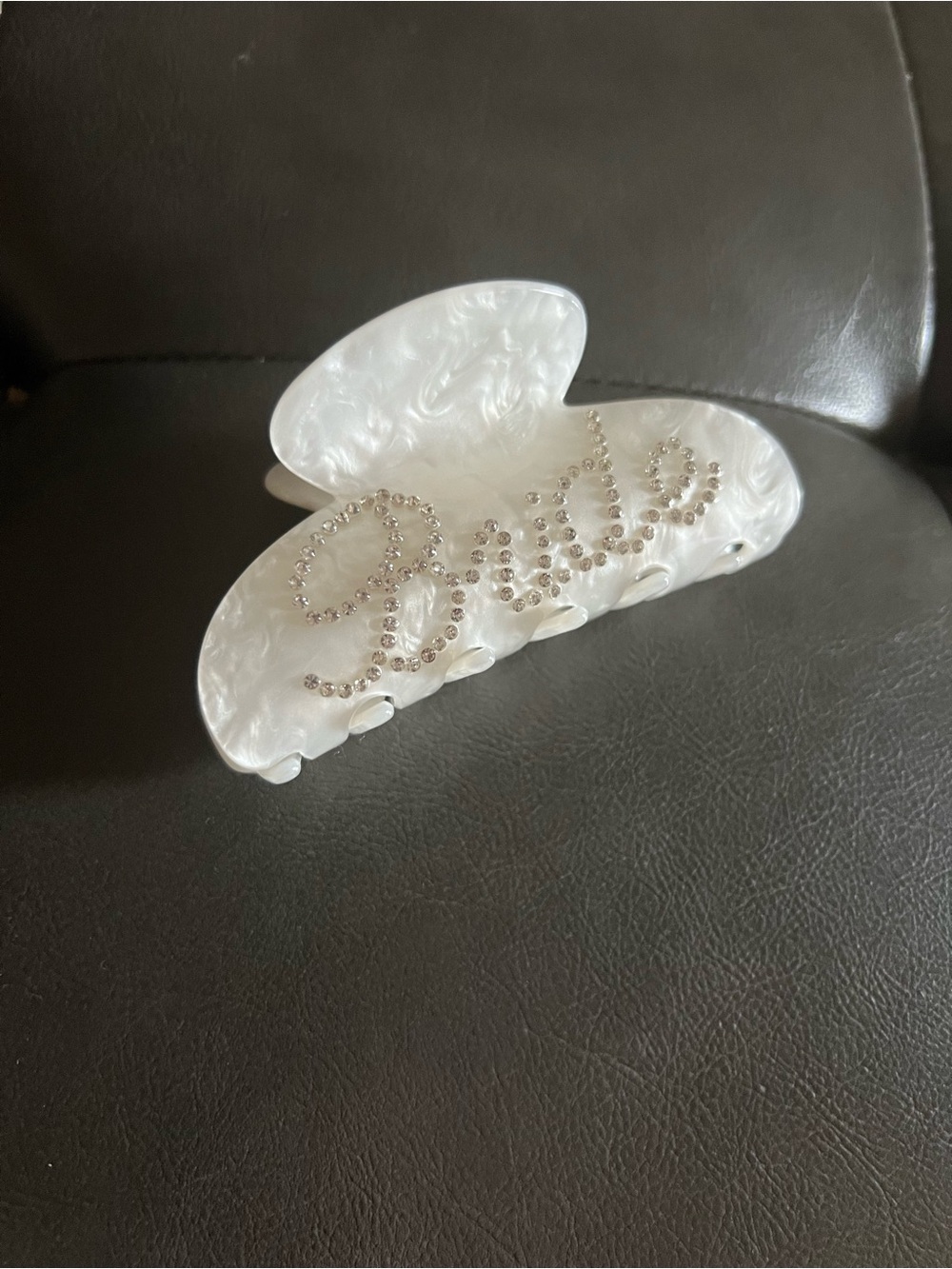 Pearl White Rhinestone 'Bride' Hair Claw Clip
